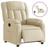 krémszínű szövet elektromos dönthető fotel