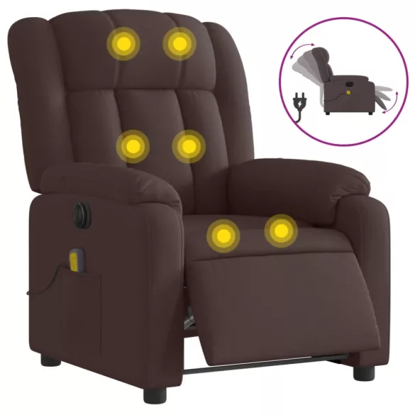 sötétbarna szövet elektromos dönthető masszázsfotel