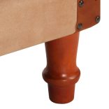 barna valódi bőr és tömör mangófa kagylófotel