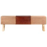 barna valódi bőr és tömör akácfa tornapad 160 cm