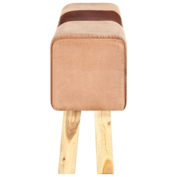 barna valódi bőr és tömör akácfa tornapad 160 cm