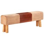 barna valódi bőr és tömör akácfa tornapad 160 cm