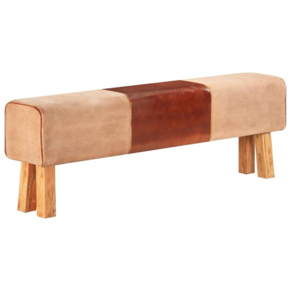 barna valódi bőr és tömör akácfa tornapad 160 cm