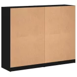 fekete szerelt fa könyvespolc ajtóval 136 x 37 x 109 cm