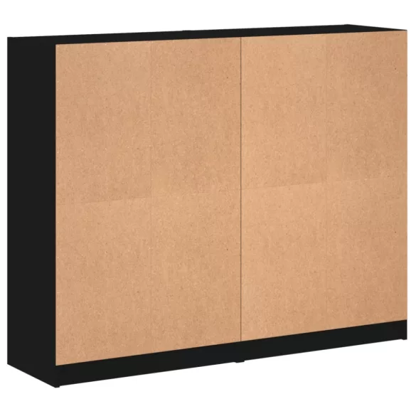 fekete szerelt fa könyvespolc ajtóval 136 x 37 x 109 cm