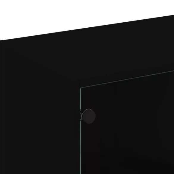 fekete szerelt fa könyvespolc ajtóval 136 x 37 x 109 cm