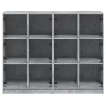 betonszürke szerelt fa könyvespolc ajtókkal 136 x 37 x 109 cm