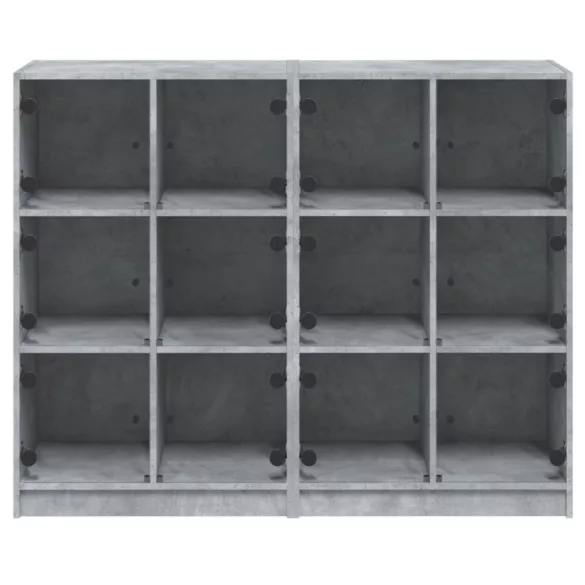 betonszürke szerelt fa könyvespolc ajtókkal 136 x 37 x 109 cm