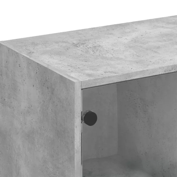 betonszürke szerelt fa könyvespolc ajtókkal 136 x 37 x 109 cm