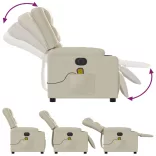 krémszínű műbőr elektromos dönthető masszázsfotel