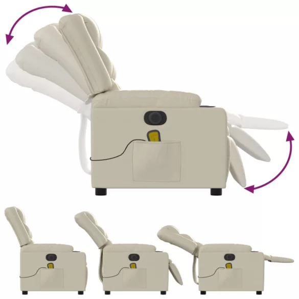 krémszínű műbőr elektromos dönthető masszázsfotel