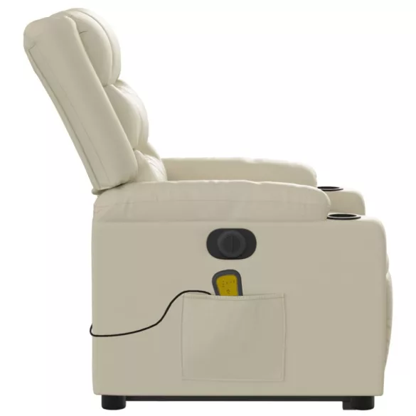 elektromos krémszínű műbőr felállást segítő masszázsfotel