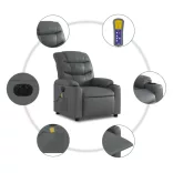 szürke műbőr elektromos dönthető masszázsfotel