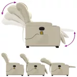elektromos krémszínű műbőr felállást segítő masszázsfotel