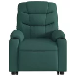 elektromos felállást segítő sötétzöld szövet dönthető fotel