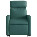 sötétzöld szövet dönthető masszázs- és állófotel