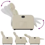 elektromos felállást segítő krémszínű szövet dönthető fotel