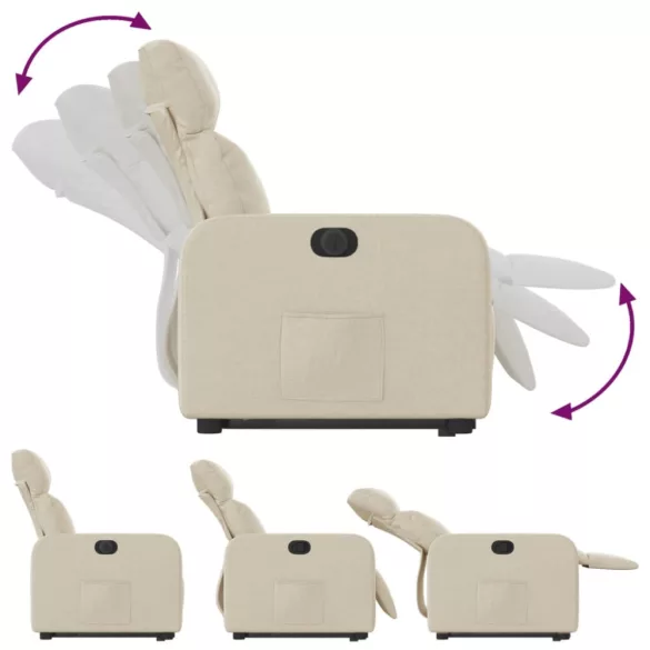 elektromos felállást segítő krémszínű szövet dönthető fotel