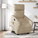 krémszínű szövet dönthető elektromos álló masszázsfotel
