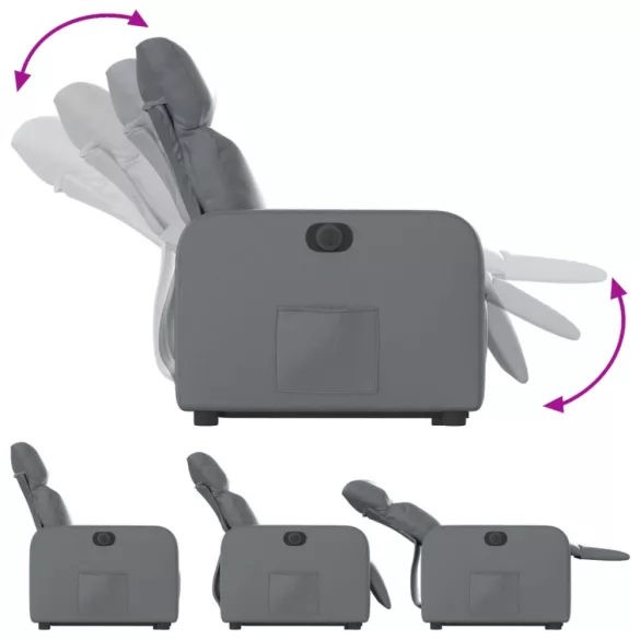 elektromos szürke műbőr felállást segítő dönthető fotel