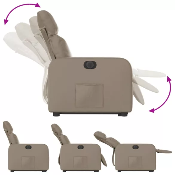 elektromos kávészínű műbőr felállást segítő dönthető fotel