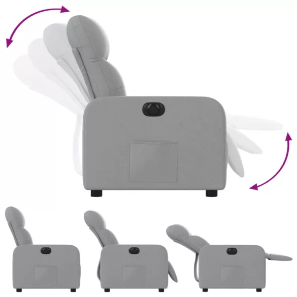 világosszürke szövet elektromos dönthető fotel