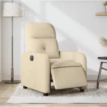 krémszínű szövet elektromos dönthető fotel