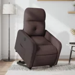 elektromos felállást segítő sötétbarna szövet dönthető fotel