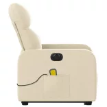 krémszínű szövet dönthető elektromos álló masszázsfotel