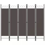 antracitszürke 5 paneles paraván 200 x 180 cm