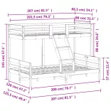 tömör fenyőfa emeletes ágy 80x200/120x200 cm