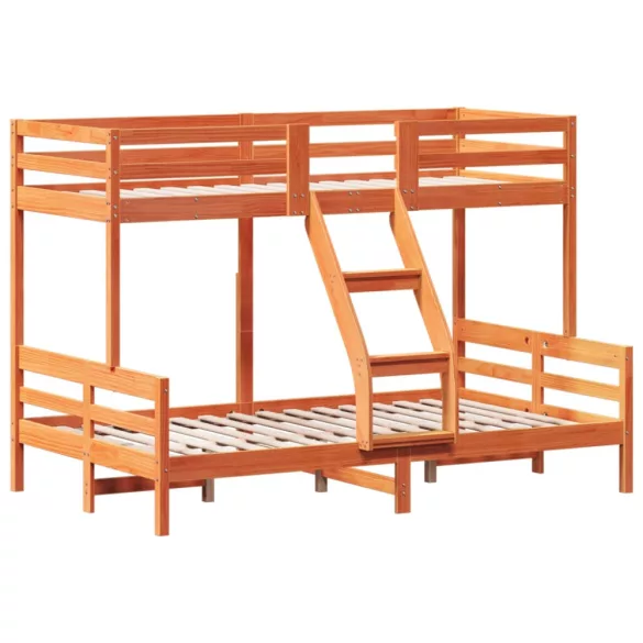 viaszbarna tömör fenyőfa emeletes ágy 80 x 200/120 x 200 cm