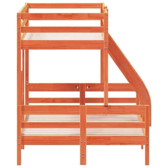 viaszbarna tömör fenyőfa emeletes ágy 80 x 200/120 x 200 cm