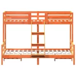 viaszbarna tömör fenyőfa emeletes ágy 80 x 200/140 x 200 cm