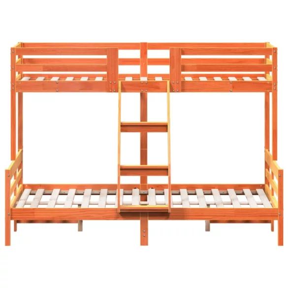 viaszbarna tömör fenyőfa emeletes ágy 80 x 200/140 x 200 cm