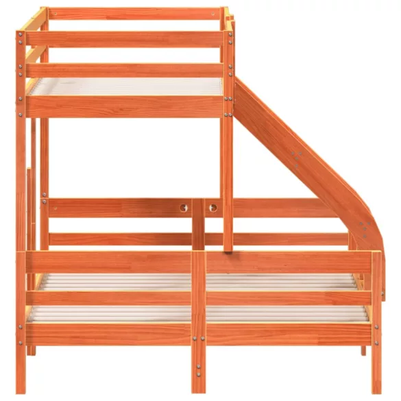 viaszbarna tömör fenyőfa emeletes ágy 80 x 200/140 x 200 cm