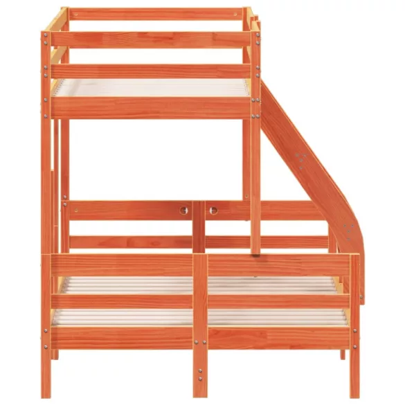 viaszbarna tömör fenyőfa emeletes ágy 90 x 200/120 x 200 cm