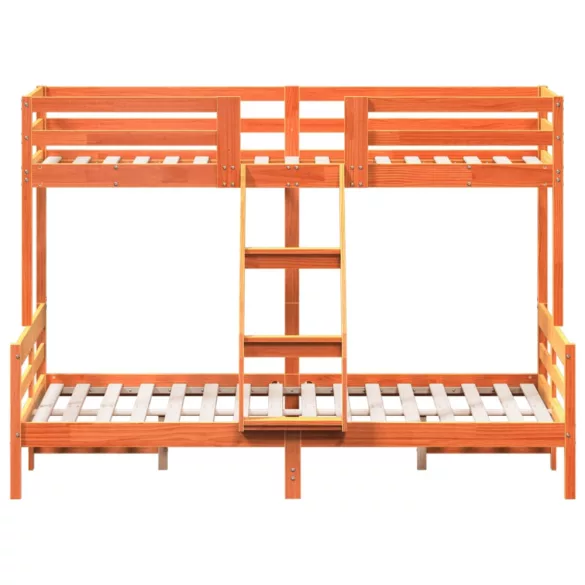 viaszbarna tömör fenyőfa emeletes ágy 90 x 200/140 x 200 cm