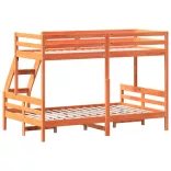 viaszbarna tömör fenyőfa emeletes ágy 80 x 200/120 x 200 cm