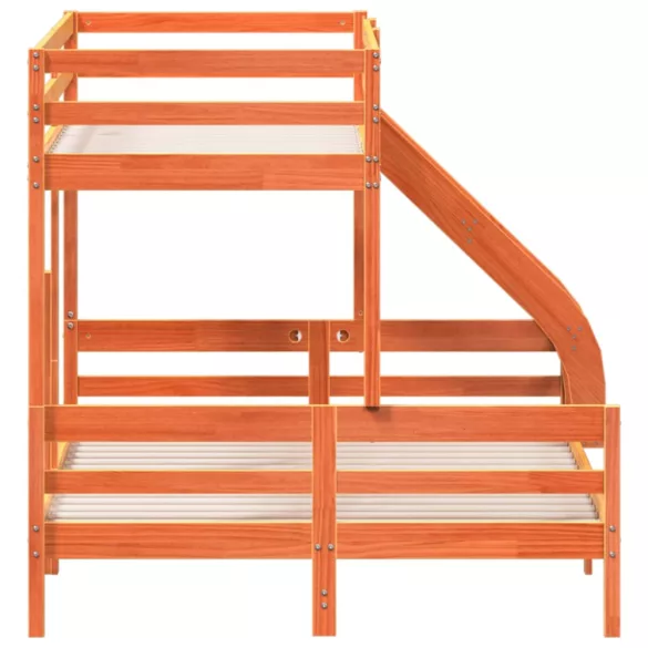 viaszbarna tömör fenyőfa emeletes ágy 80 x 200/140 x 200 cm