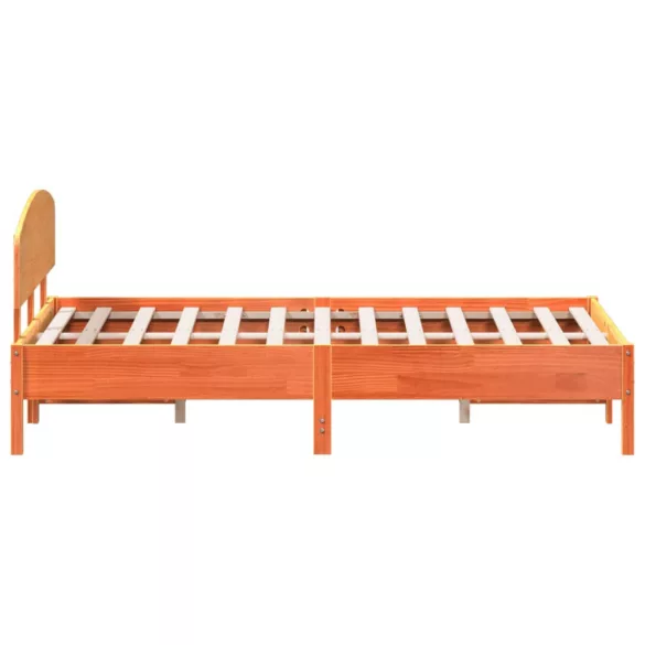 viaszbarna tömör fenyőfa ágy matrac nélkül 150 x 200 cm