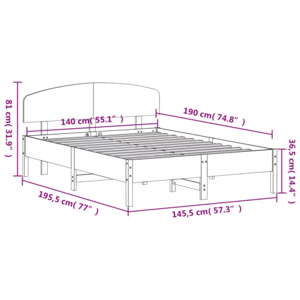viaszbarna tömör fenyőfa ágy matrac nélkül 140 x 190 cm