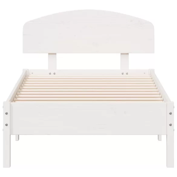 fehér tömör fenyőfa ágy matrac nélkül 75 x 190 cm