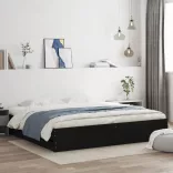 fekete szerelt fa ágykeret 200 x 200 cm