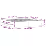 betonszürke szerelt fa ágykeret fiókokkal 200 x 200 cm