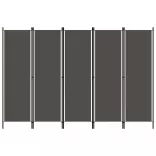 antracitszürke 5 paneles paraván 250 x 180 cm