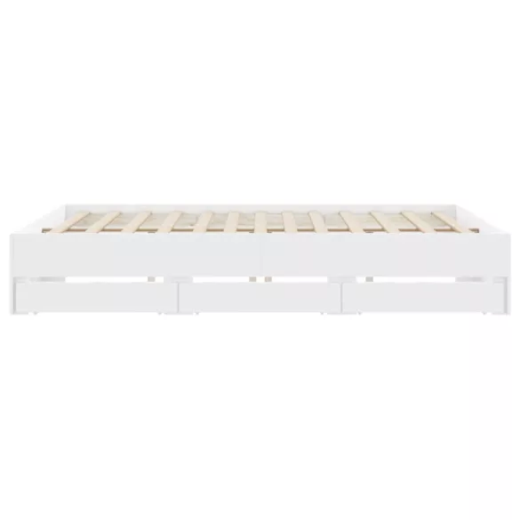 fehér szerelt fa ágykeret fiókokkal 180 x 200 cm