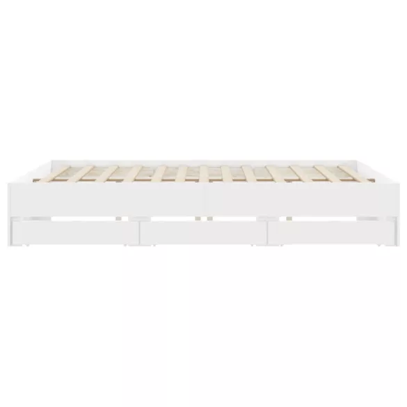 fehér szerelt fa ágykeret fiókokkal 160 x 200 cm