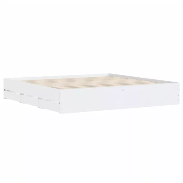 fehér szerelt fa ágykeret fiókokkal 160 x 200 cm