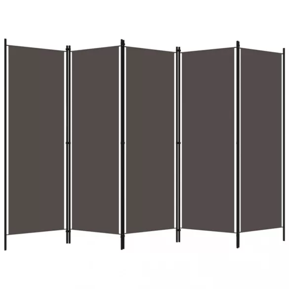 antracitszürke 5 paneles paraván 250 x 180 cm